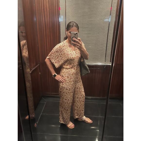 VANESSA BRUNO Orange Floral Print V-Neckline Short Sleeves Jumpsuit Size 38 - Picture 14 of 15